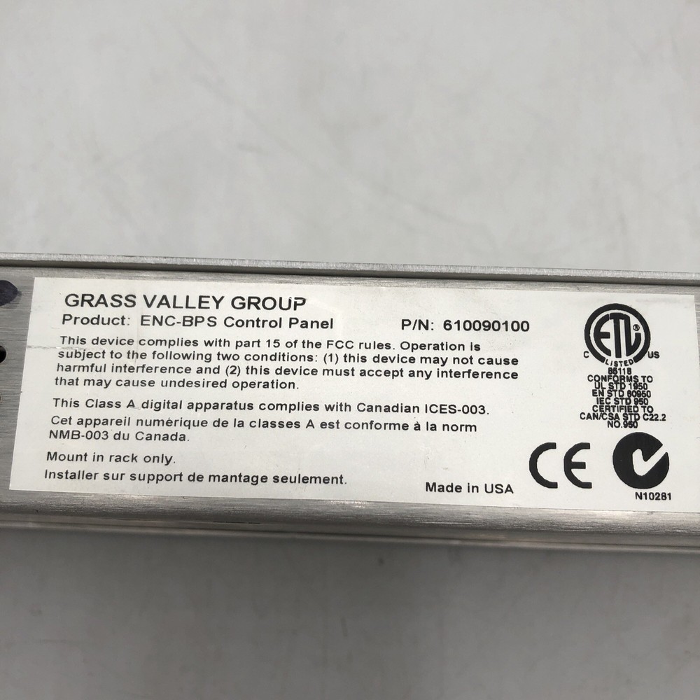 USED Grass Valley - Encore BPS Control Panel POWERS ON AS IS PARTS READ G