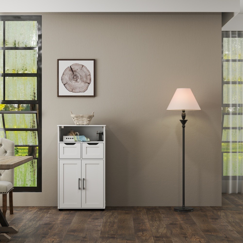 Multi-Purpose Storage Cabinet Double Doors Features Adjustable Shelves