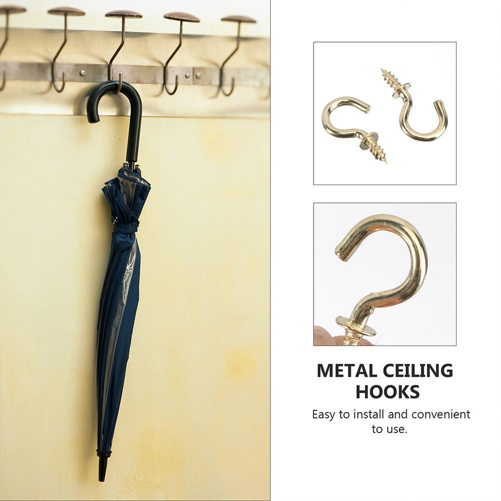 50 Pcs Screw Hooks Iron Heavy Duty Self Tapping Hanging Hooks