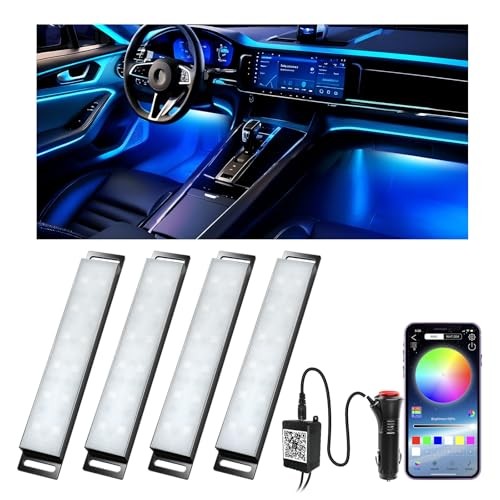 Honalia Car LED Lights Interior, Ambient APP Control 4-Lines Cigarette Lighter