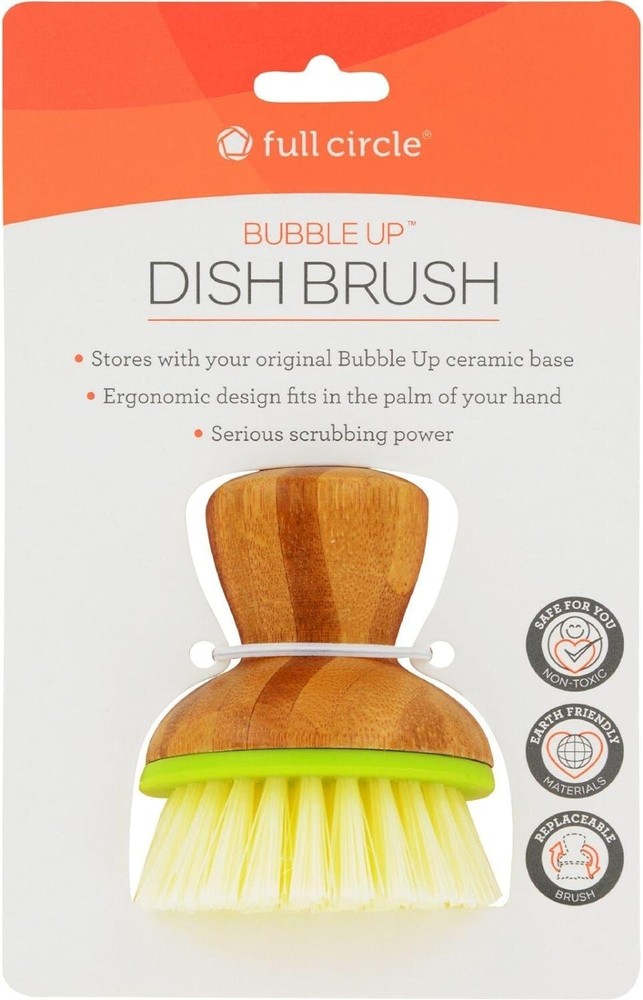 Full Circle Bubble Up Replacement Dish Brush, Green, 2 PACKS