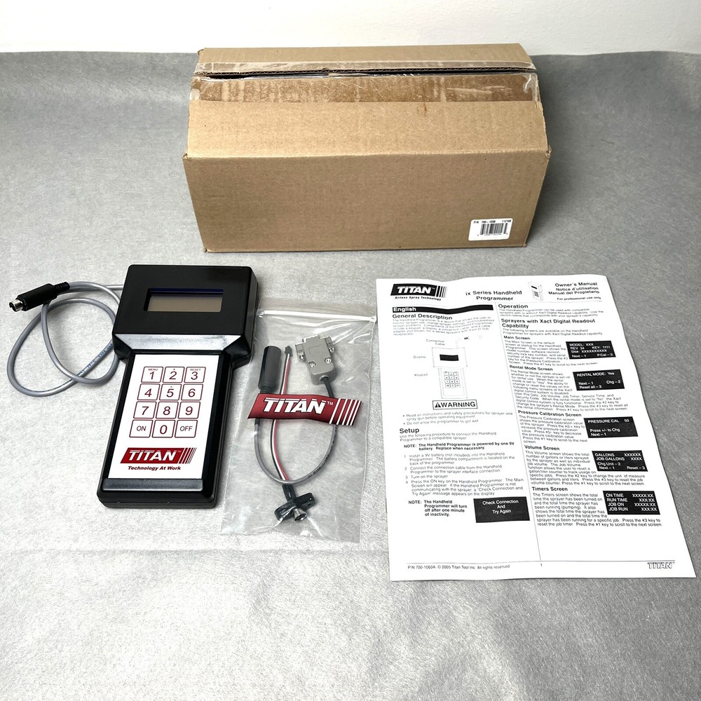 NEW TITAN HANDHELD PROGRAMMER KIT FOR ix AIRLESS SPRAYERS 700-1038