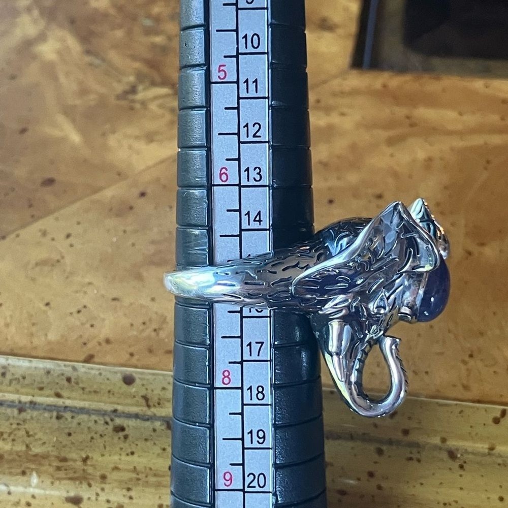 Natural Tanzanite Sterling Silver Cocktail Ring Size 7