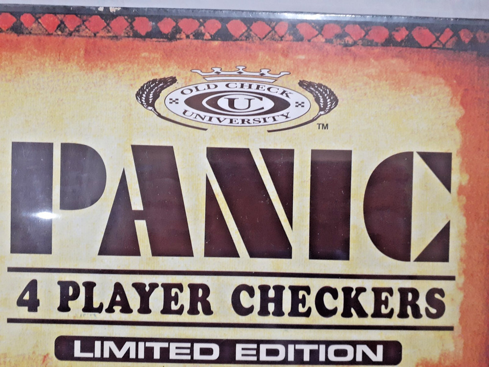 1998 Old Check University Board Games Ltd. Ed. PANIC 4 Player Checkers