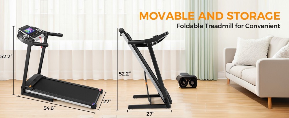 3.25HP Foldable Treadmill for Home Quiet Folding Running Jogging Machine, 350LBS