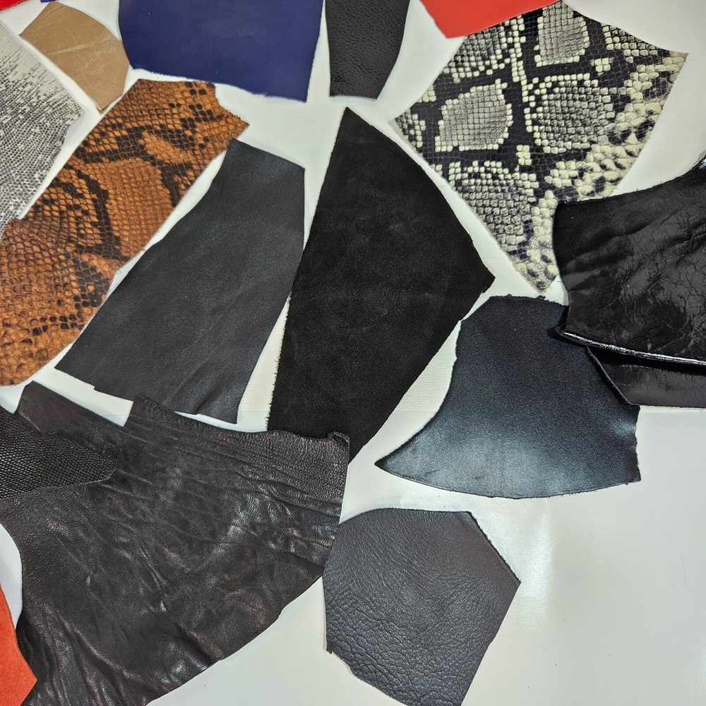 Genuine Leather Scraps Bits Small/Tiny Samples Crafts 15 oz Total