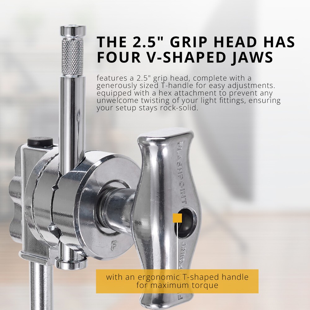 Flashpoint 20" Quick Release Turtle Base C-Stand Kit, Grip Head Arm (Chrome)