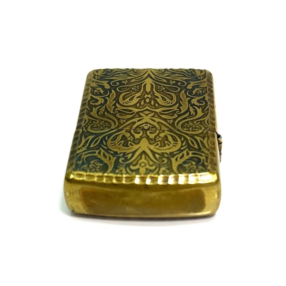 Zippo Oil Lighter Arabesque Gold Pattern Used
