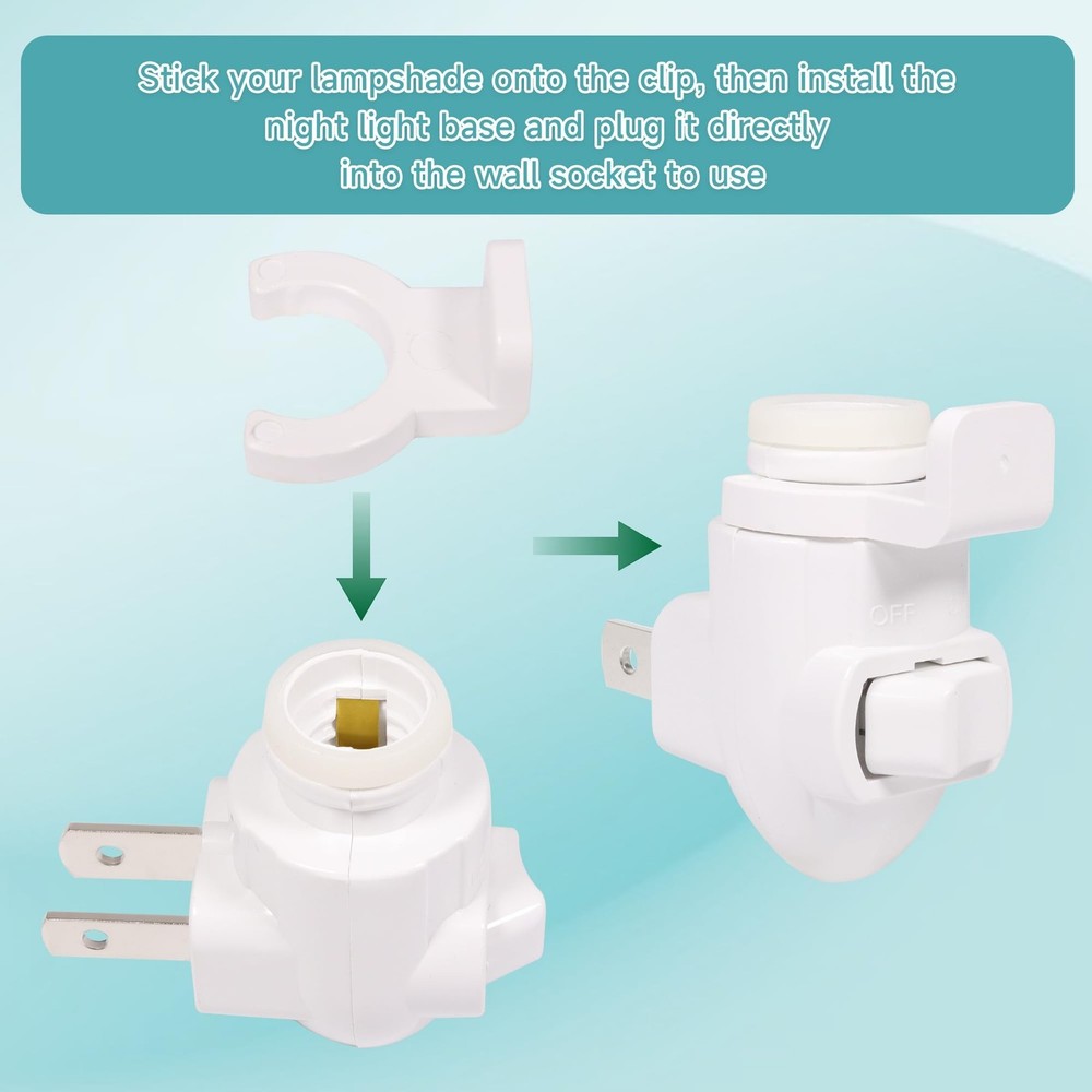 Plug in Night Light Module Socket with ON/Off Switch with Shade Mounting Clip...