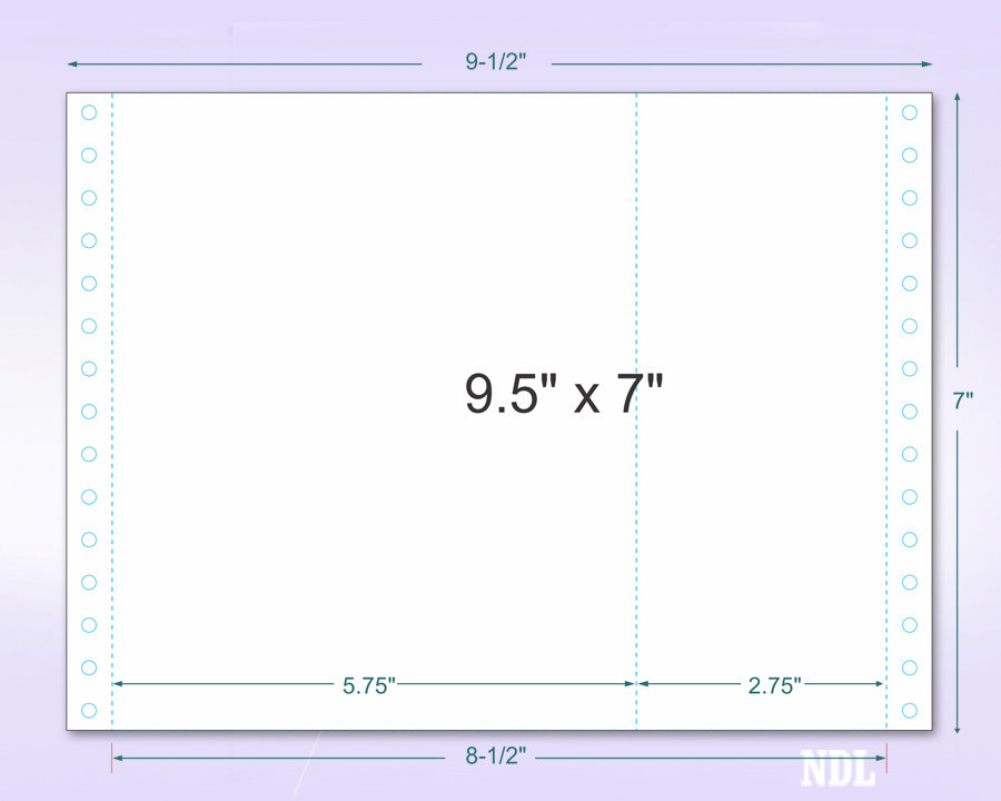 9-1/2 x 7"  1 Part Continuous Paper  with Extra Vertical Perforation