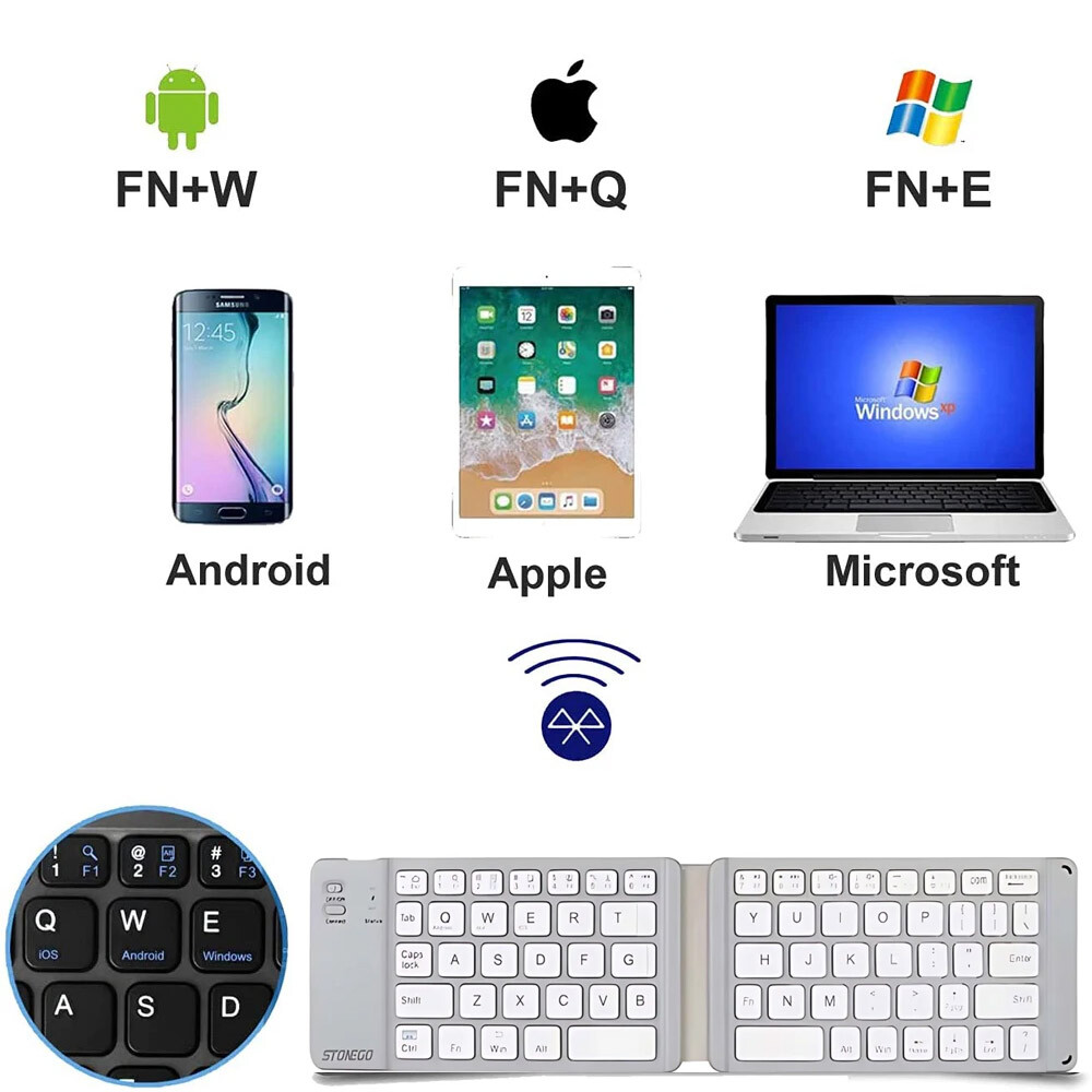 For Windows PC iOS Mac Tablet iPhone 15/14/13/12 Pro Wireless Bluetooth Keyboard