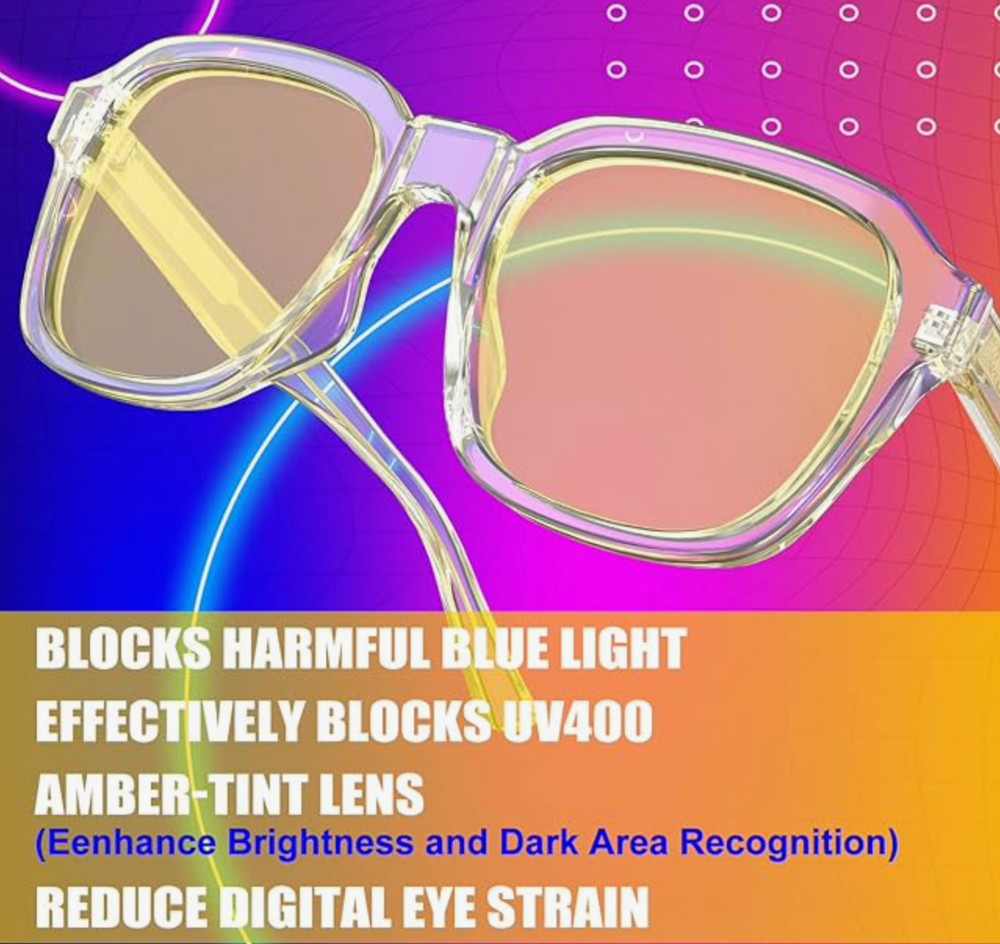 Gaming Glasses Blue Light Blocking Oversized Square Computer Eyewear Men Women