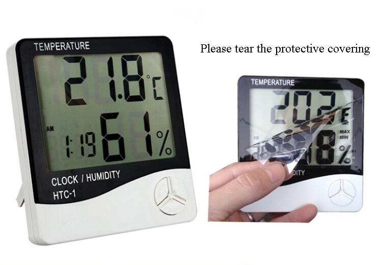 TECHTONGDA Indoor Digital LCD Display Temperature Humidity Meter Clock