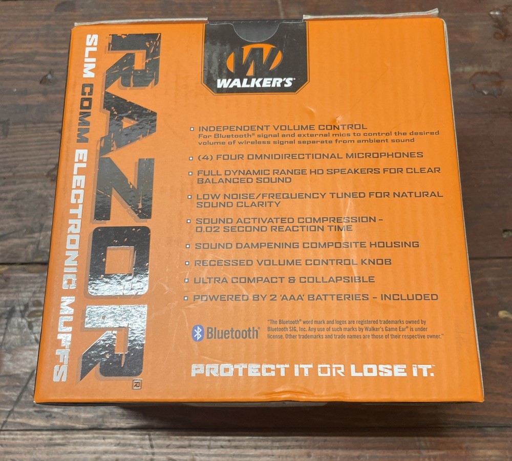 Walker’s Razor Slim Comm Bluetooth Electronic Hearing Protection Muffs Black