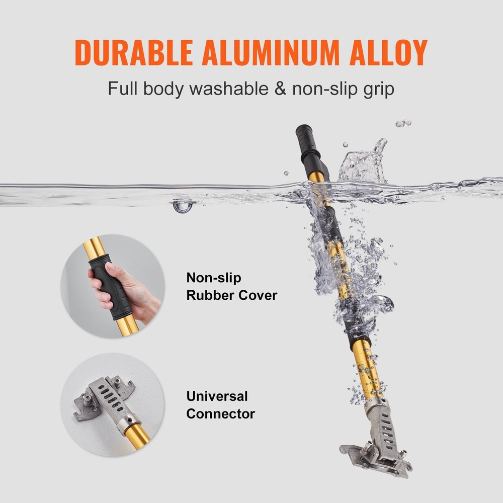 Drywall Flat Box Handle 40''-64'' 5 Section Adjustable Anodized Aluminum