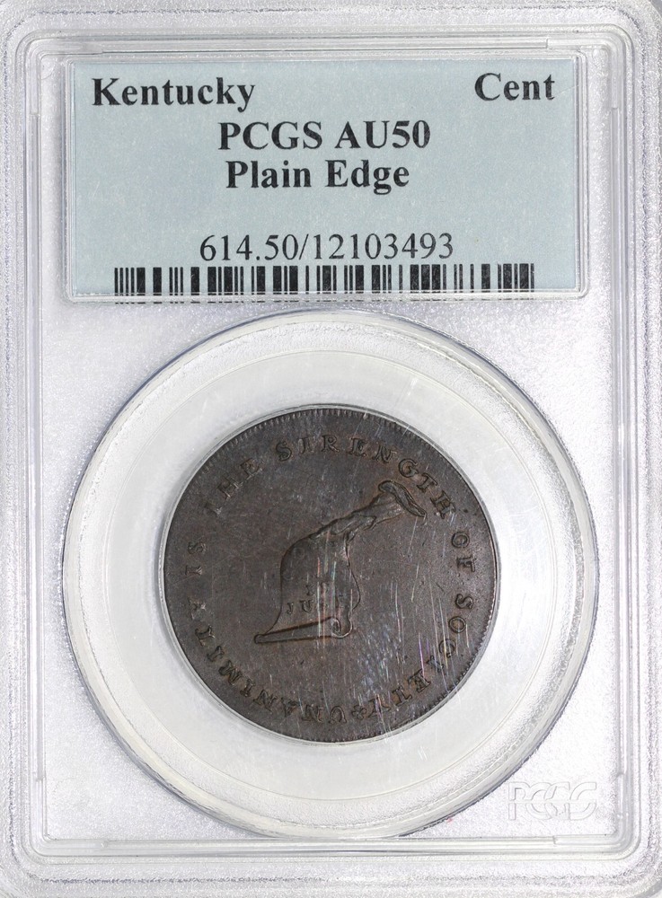 1792-94 Plain Edge Kentucky Cent Token PCGS AU 50