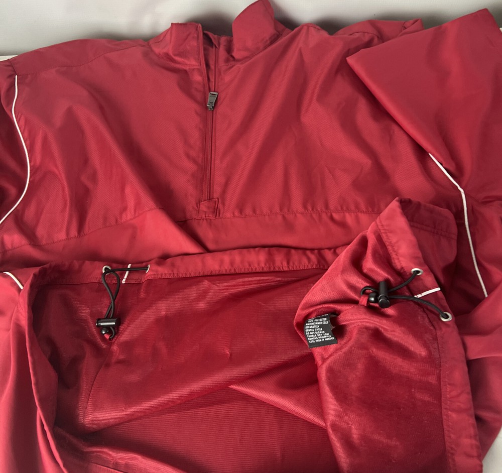 Greg Norman Golf Jacket Windbreaker Vented 1/4 Zip S/S Red Sz L Pull Tabs Rain