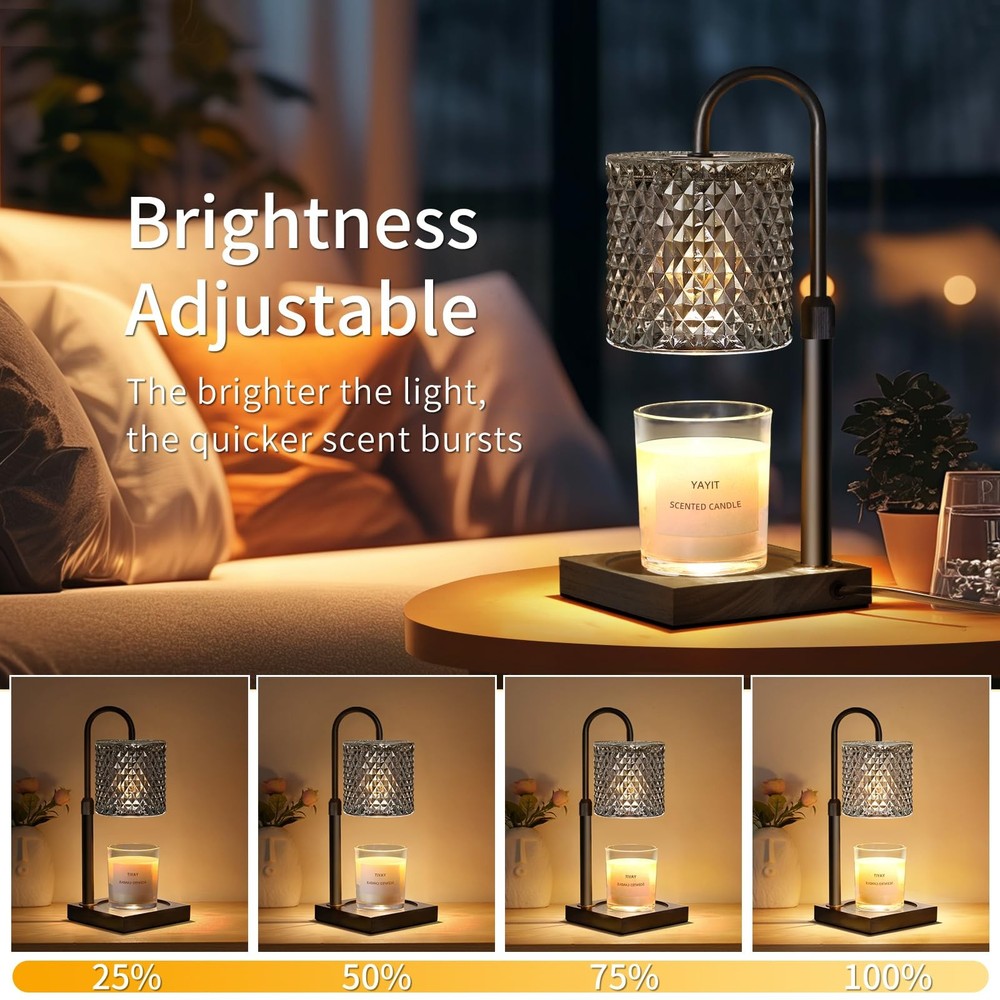 YAYIT Candle Warmer Lamp with Timer Dimmer Adjustable Height, Black