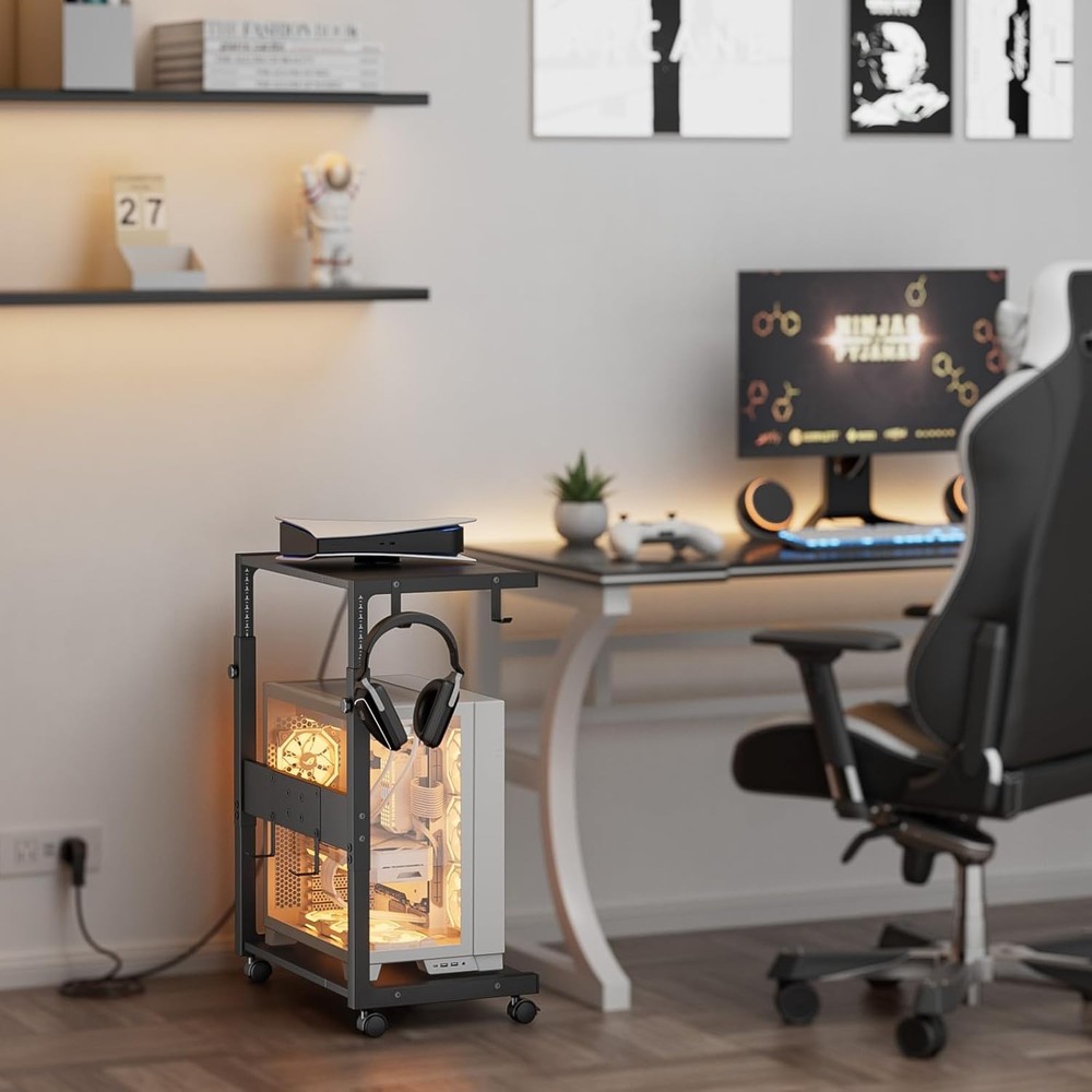 JANE EYRE Computer Tower Stand - Adjustable PC CPU Holder BLACK