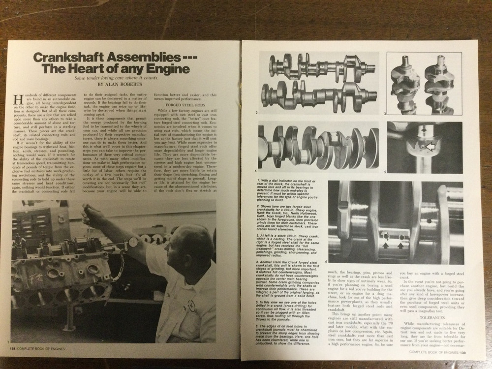 Misc 6399 Article Engine 1974 Engine Crankshaft Assemblies Heart of Engine 6 pg