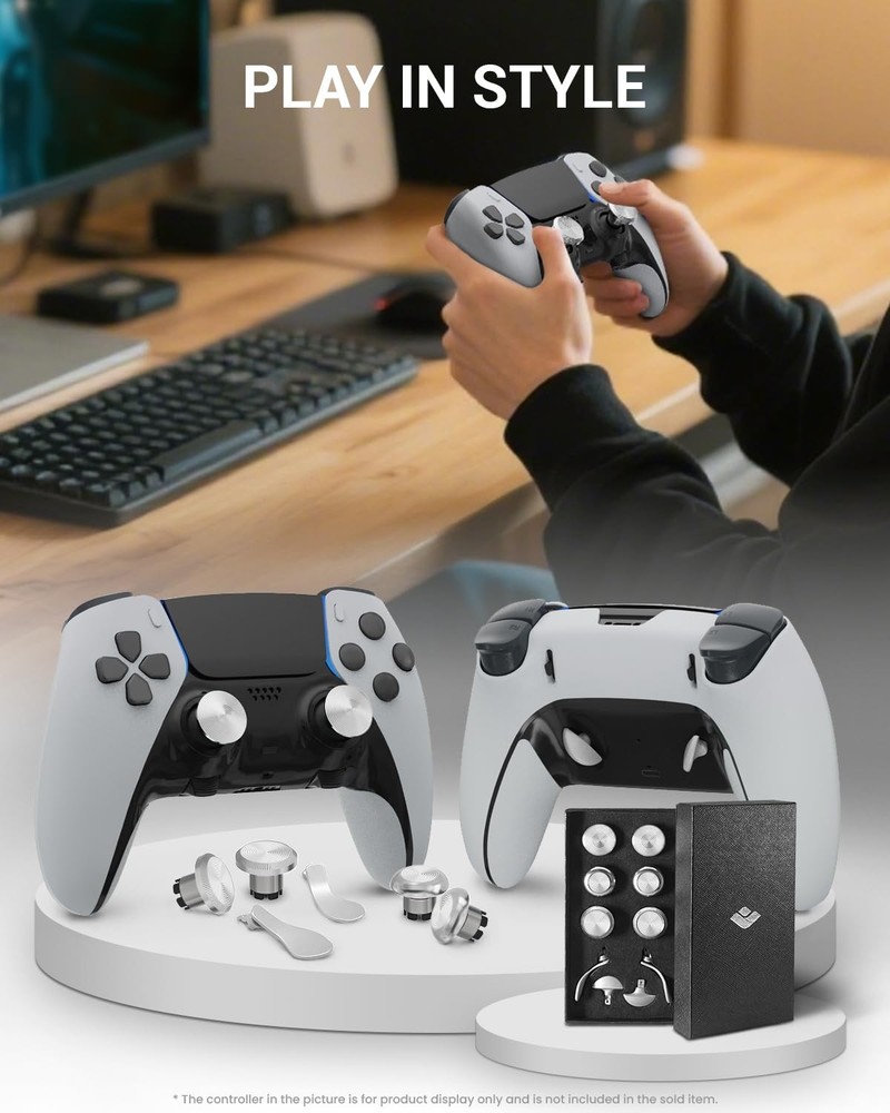 Metal Thumbsticks & Back Paddles for PS5 Edge Controller, Analog Thumb Sticks...