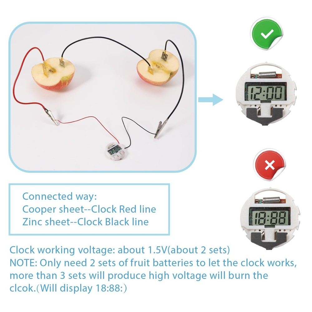 Fruit Battery Science Experiment Kit Instruction, Potato Science Educational Kit