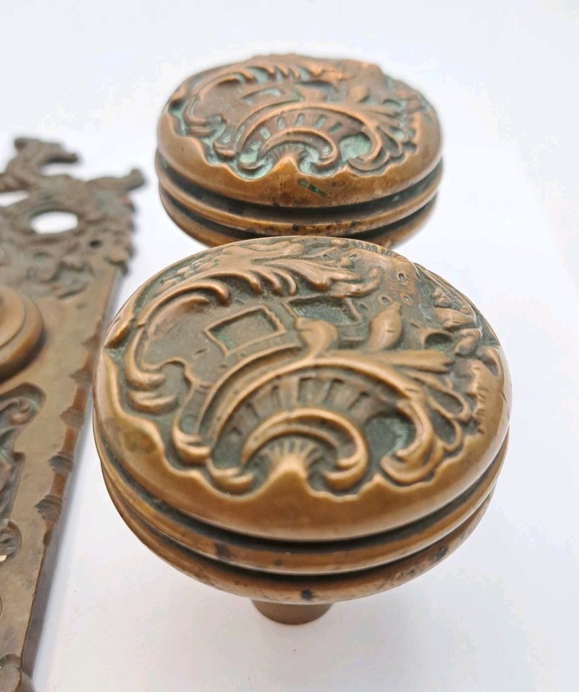 Antique/Vintage Door Knobs & Backplate Belfort Reading Hardware Brass Hardware