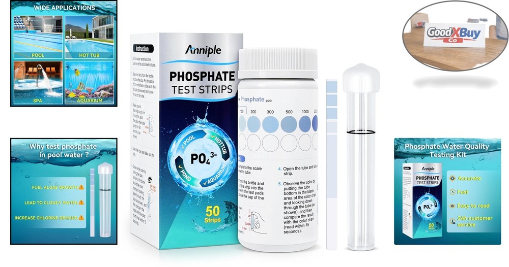 Phosphate Kit 50 Strips for Hot Tubs, Pools, Aquariums Easy Use