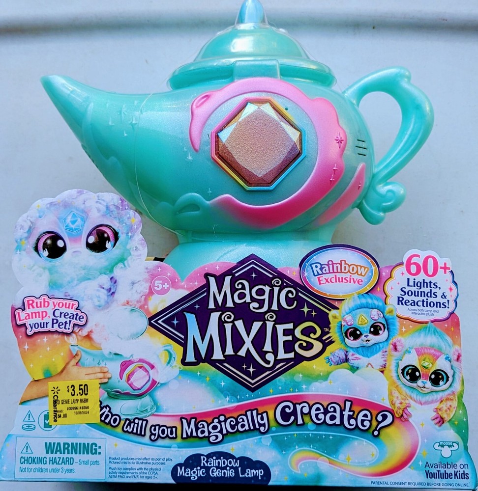 Magic Mixies Magic Genie Lamp with Interactive 8 Inch Rainbow Magic Plush, Ages