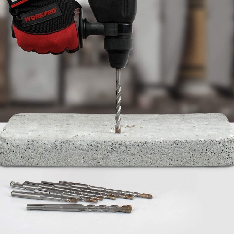 WORKPRO 8PCS SDS-plus Drill Bit Set Carbide Tip SDS Rotary Hammer Drill Bit Sets