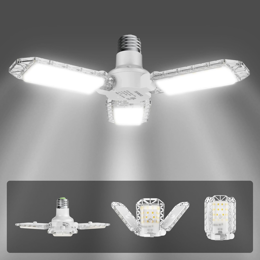 SANSI 3300LM LED Garage Light 30W=300W 3 Adjustable Panels Deformable Ceiling
