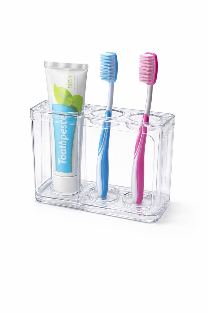 Clear Acrylic Toothbrush & Toothpaste Holder Bathroom Organizer