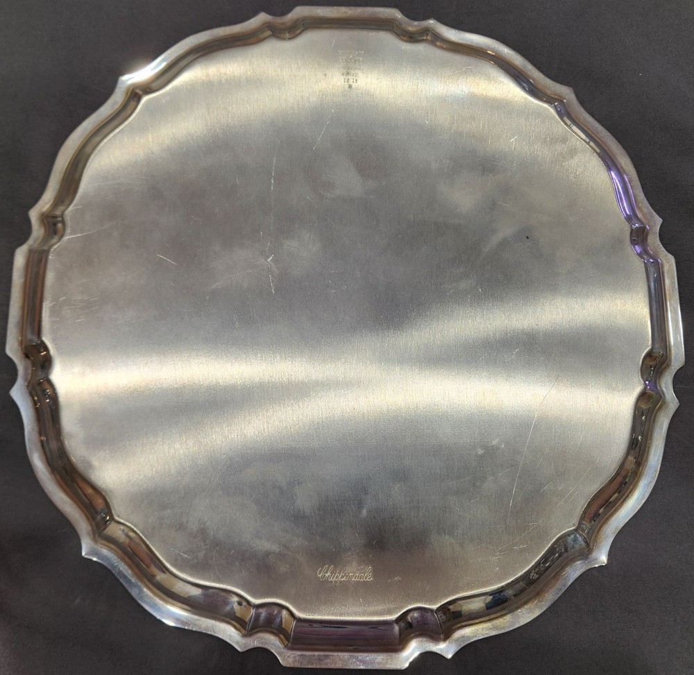 1956 Gorham HEAVY Sterling Silver Chippendale Tray 26.3ozt