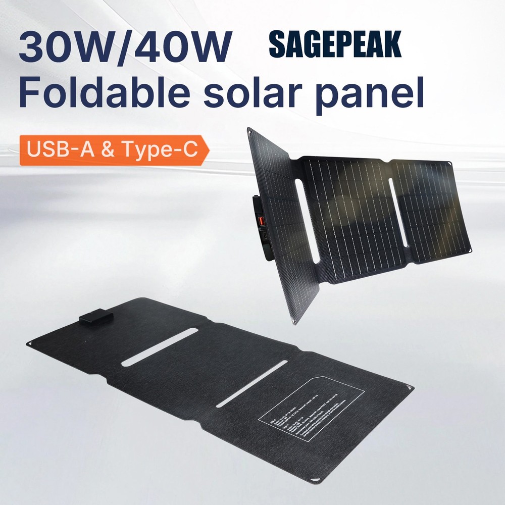 30W/40W  Foldable solar panel USB-A & Type-C Off Grid Emergency Home RV Van