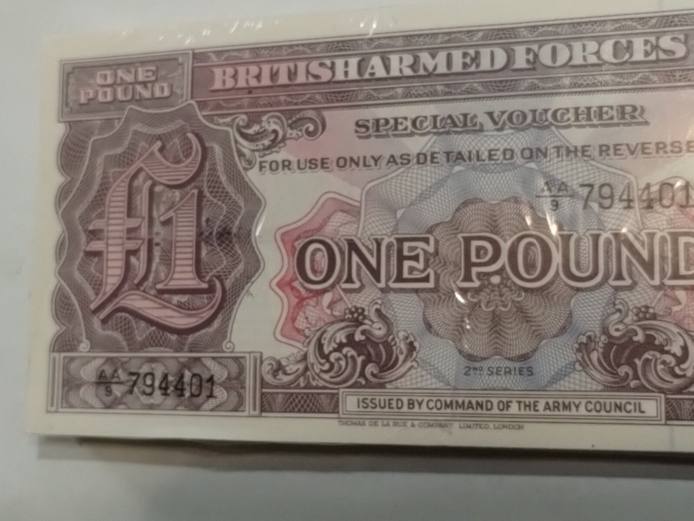 BRITISH ARMED FORCES POUND CURRENCY NOTES SPECIAL VOUCHER UNCIRCULATED SET LOT
