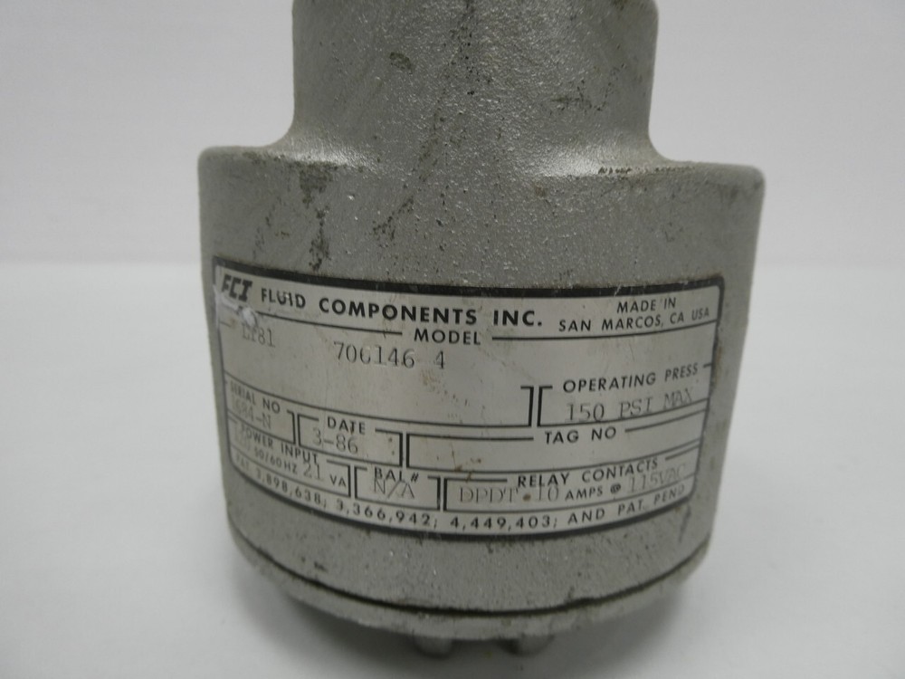 Fluid Components LT81 706146-4 Level Transmitter 120v-ac