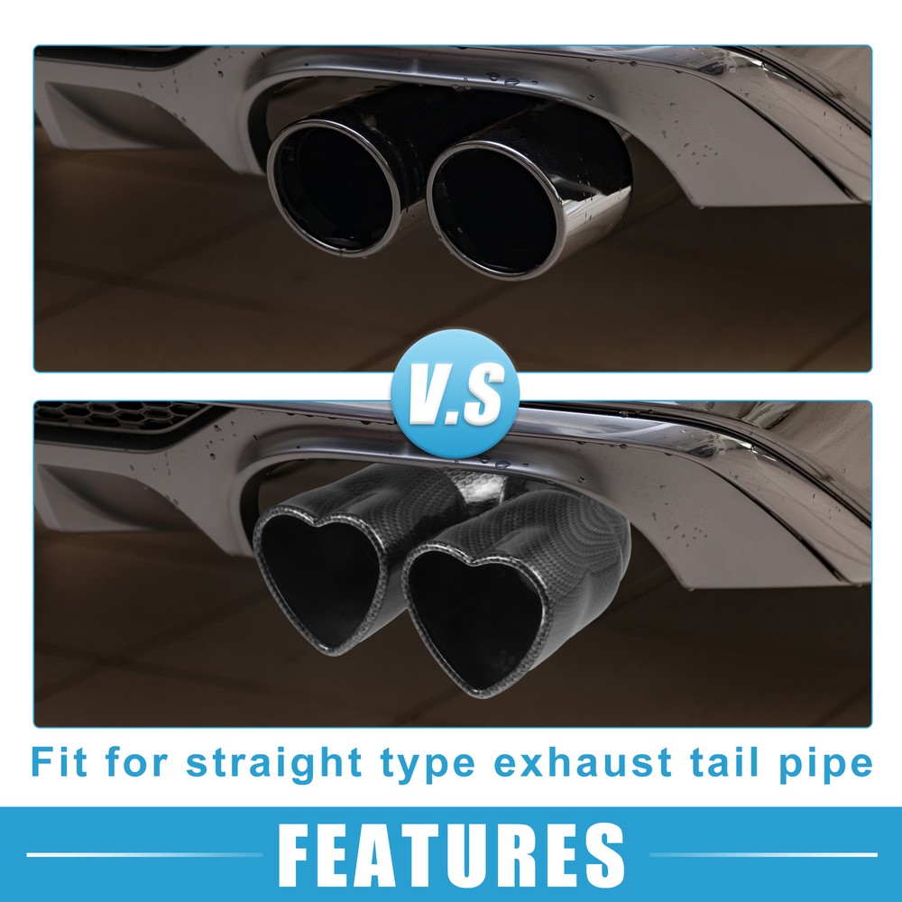 Universal Pack (1) Car Exhaust Tip Heart Shaped Tail Pipe 2.48Inch