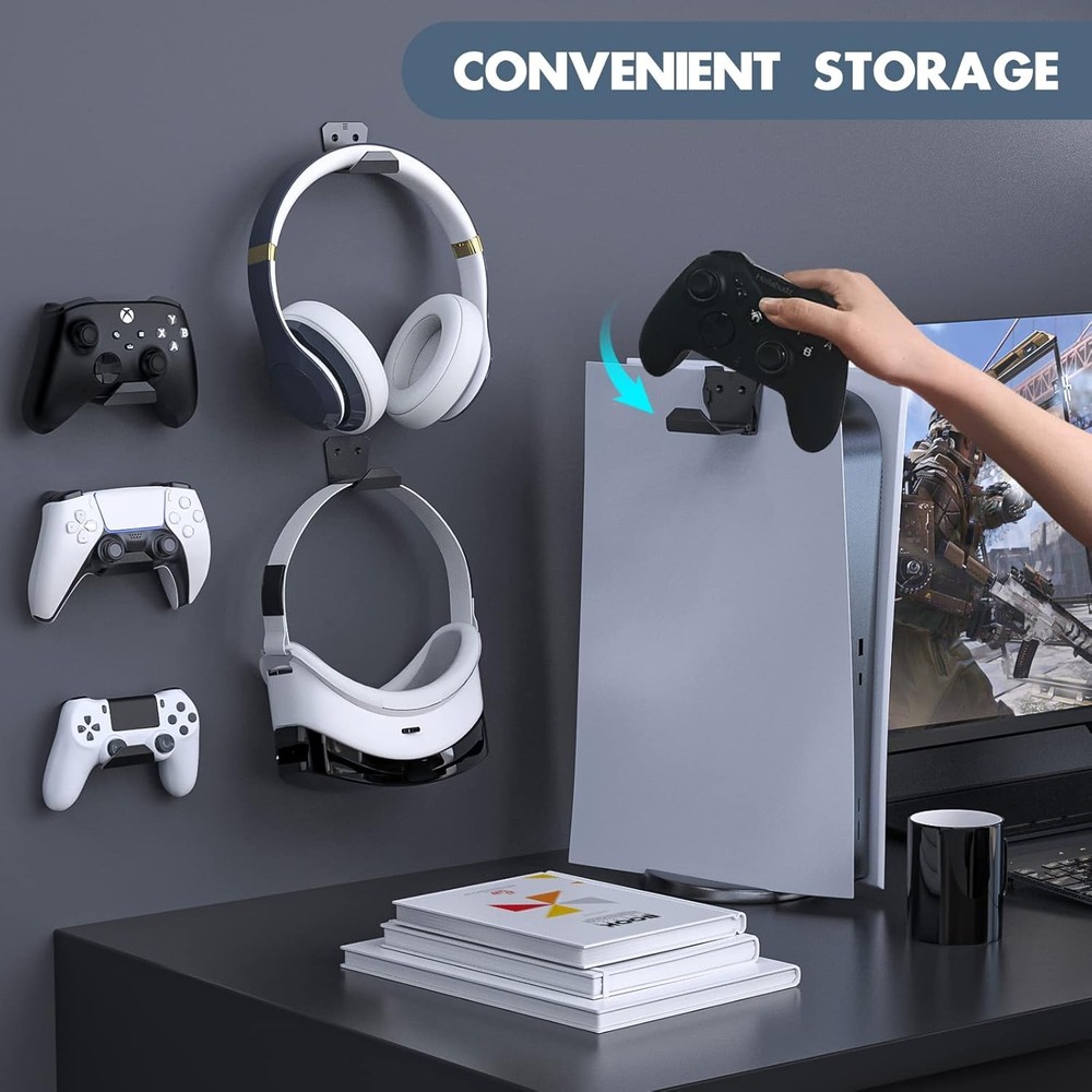 Controller Wall Mount for PS5/PS4/Xbox/Switch Controller, Adhesive PS5 Headset H