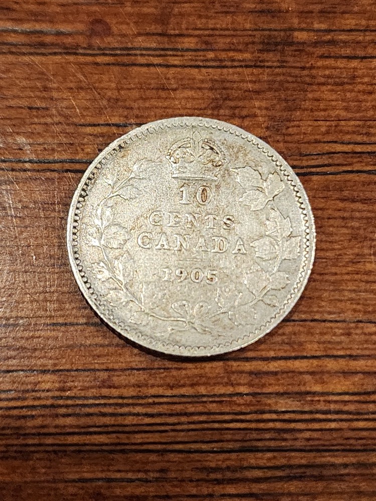 1905 Canada 10 Cents Silver Coin