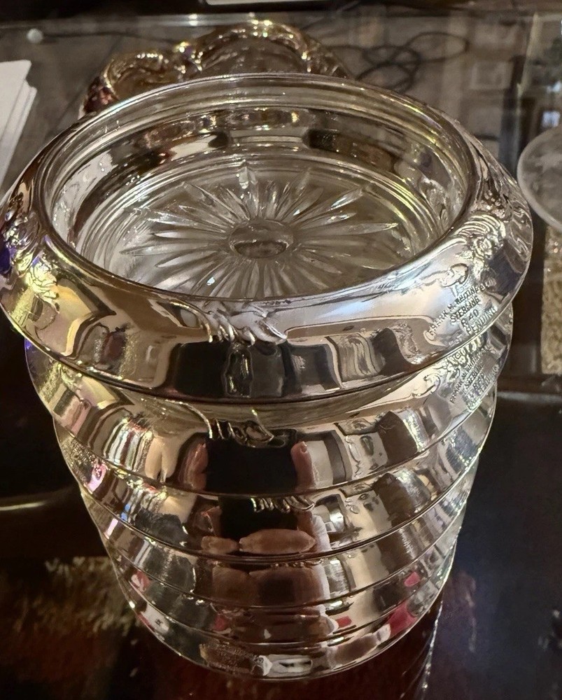Vintage Silver & Cut Glass Coaster – 4" – Starburst Base