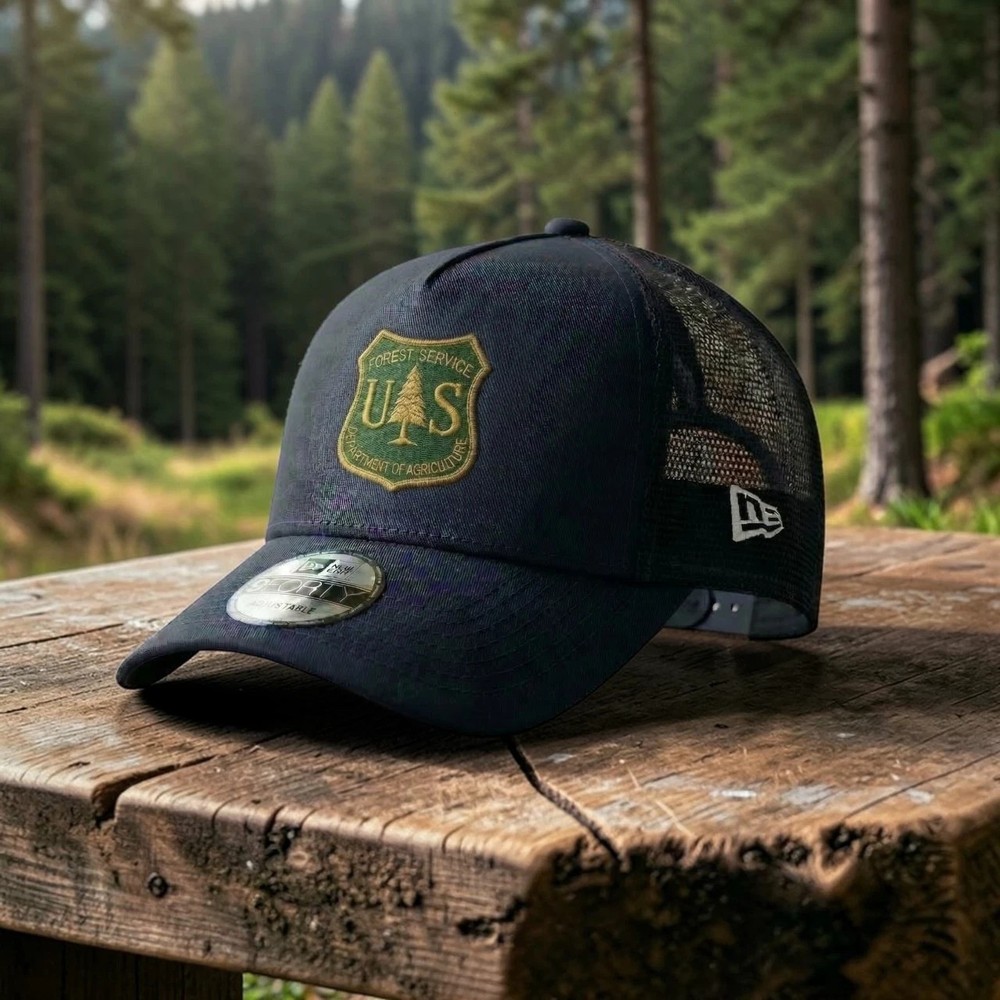 U.S. Forest Service Trucker Hat Black Embroidered Mesh Cap