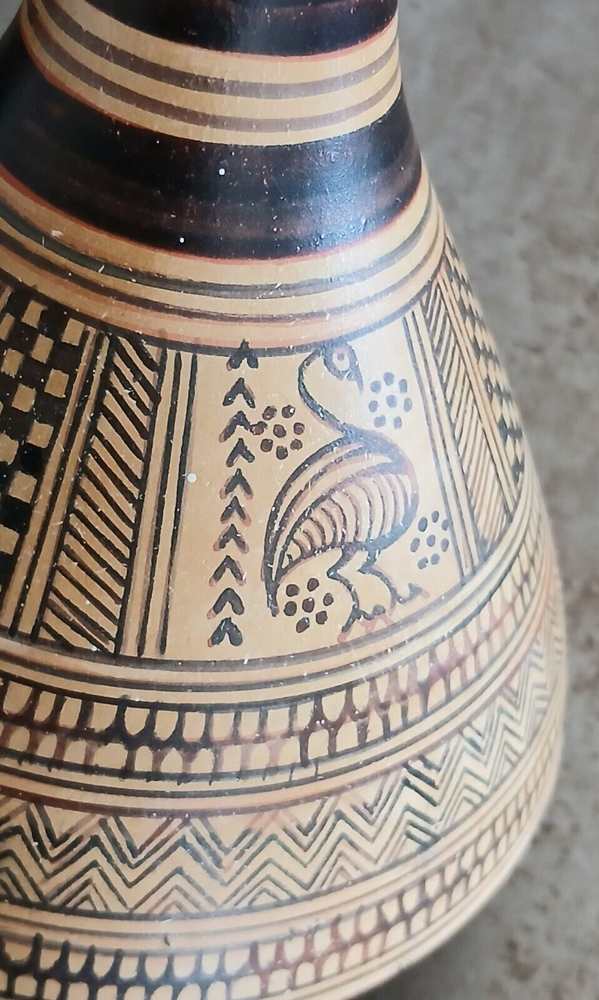 Handmade Greek Geometric Copy Ceramic Jug Pitcher 5.75" Tall