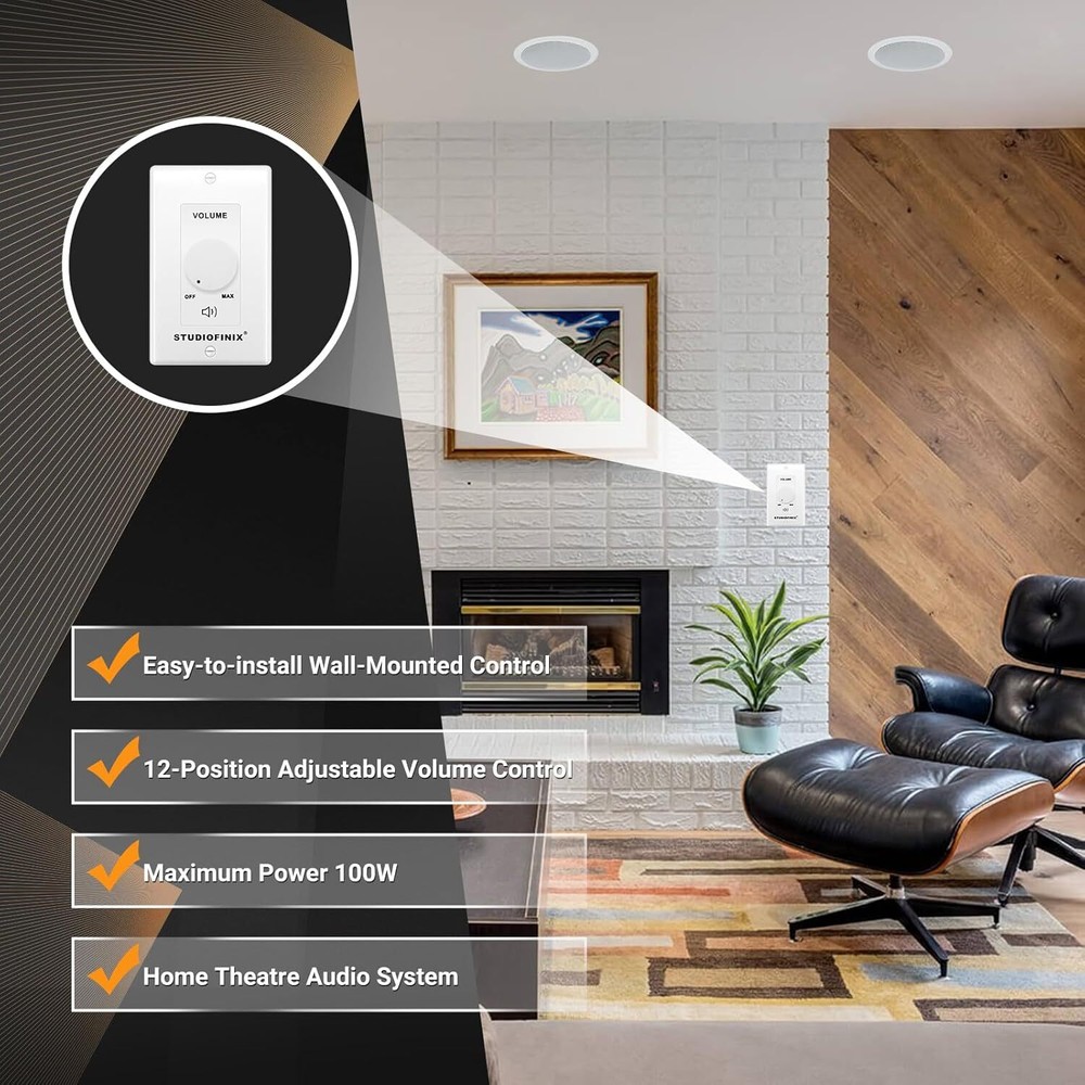 Home Audio Smart Stereo Controller 100W In Wall Speaker Volume Control