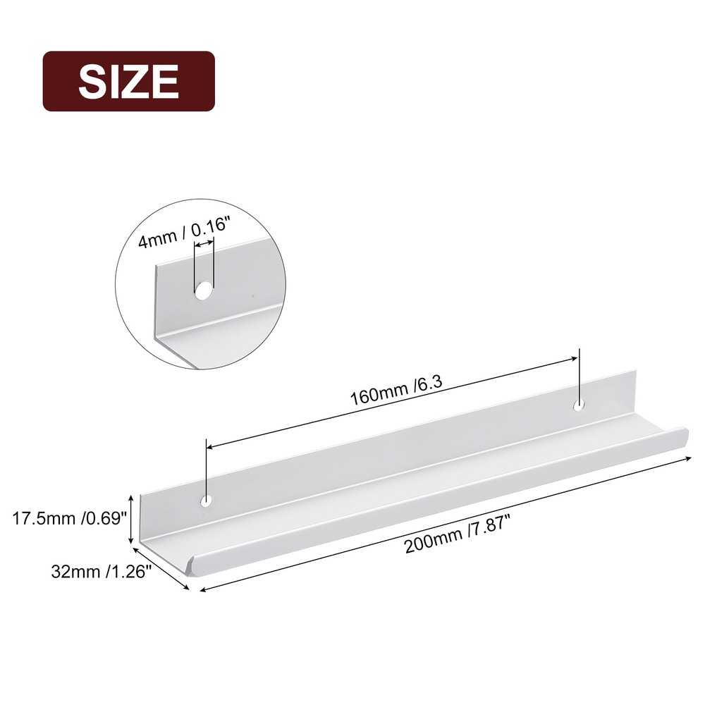 Cabinet Edge Finger Pull, 5pcs 200mm / 7.87" Hidden Cabinet Pulls, Silver