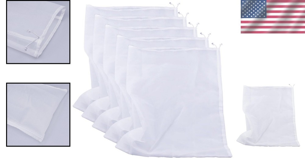 Durable 75 Micron Fine Mesh Straining Bags - 5 Packs for Versatile Kitchen Use