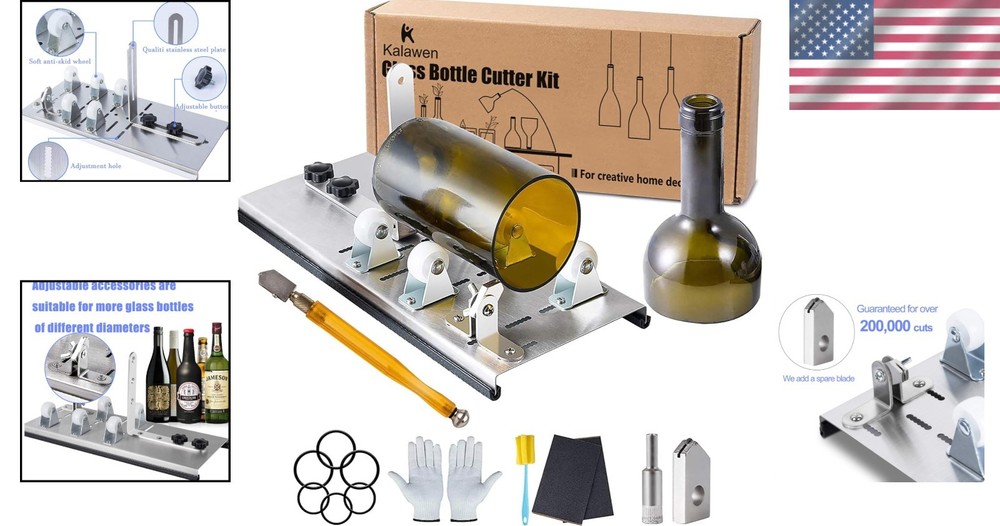 Beginner Friendly Glass Bottle Cutter - Upgrade Kit with Spares, Video Tutorials
