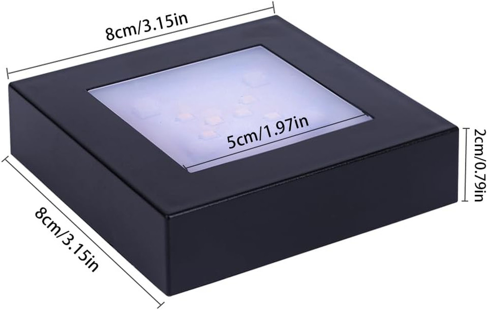 LED Multimodal Multicolor Light Stand Base - Black Square Display Base for 3D Cr