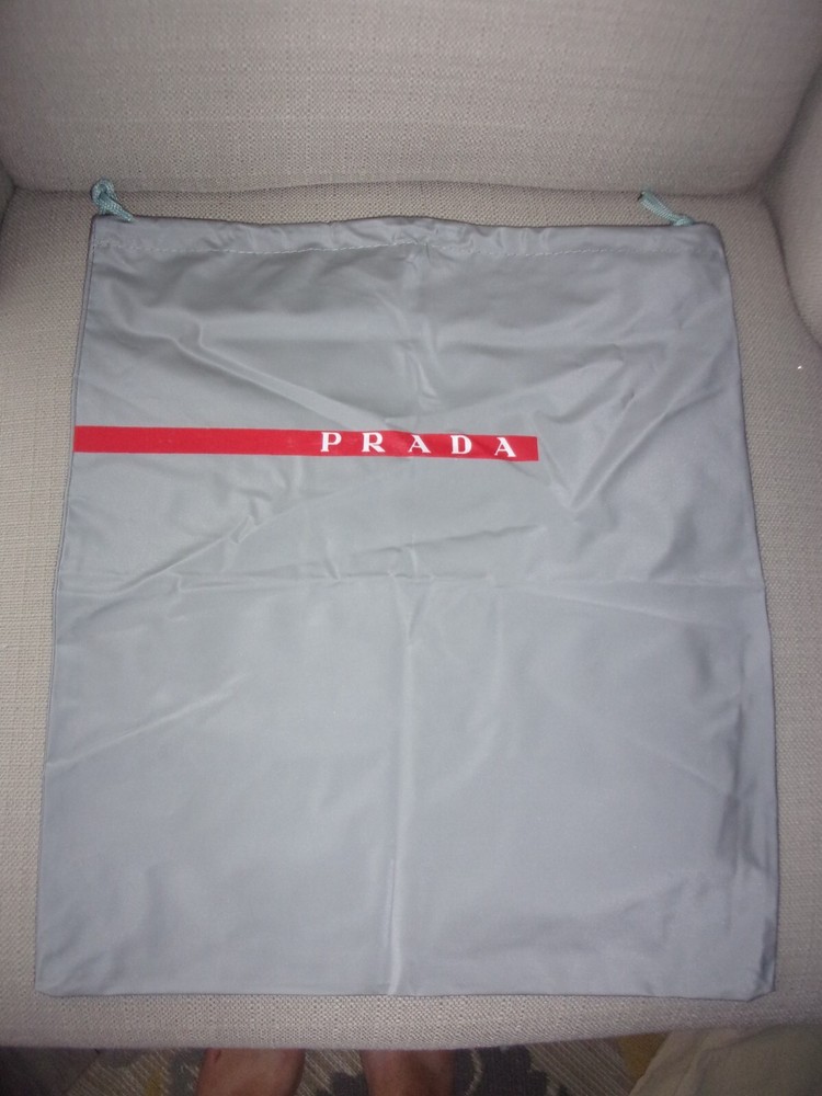PRADA Drawstring Dust Storage Bag. Vinyl Gray - 13" x 15" New