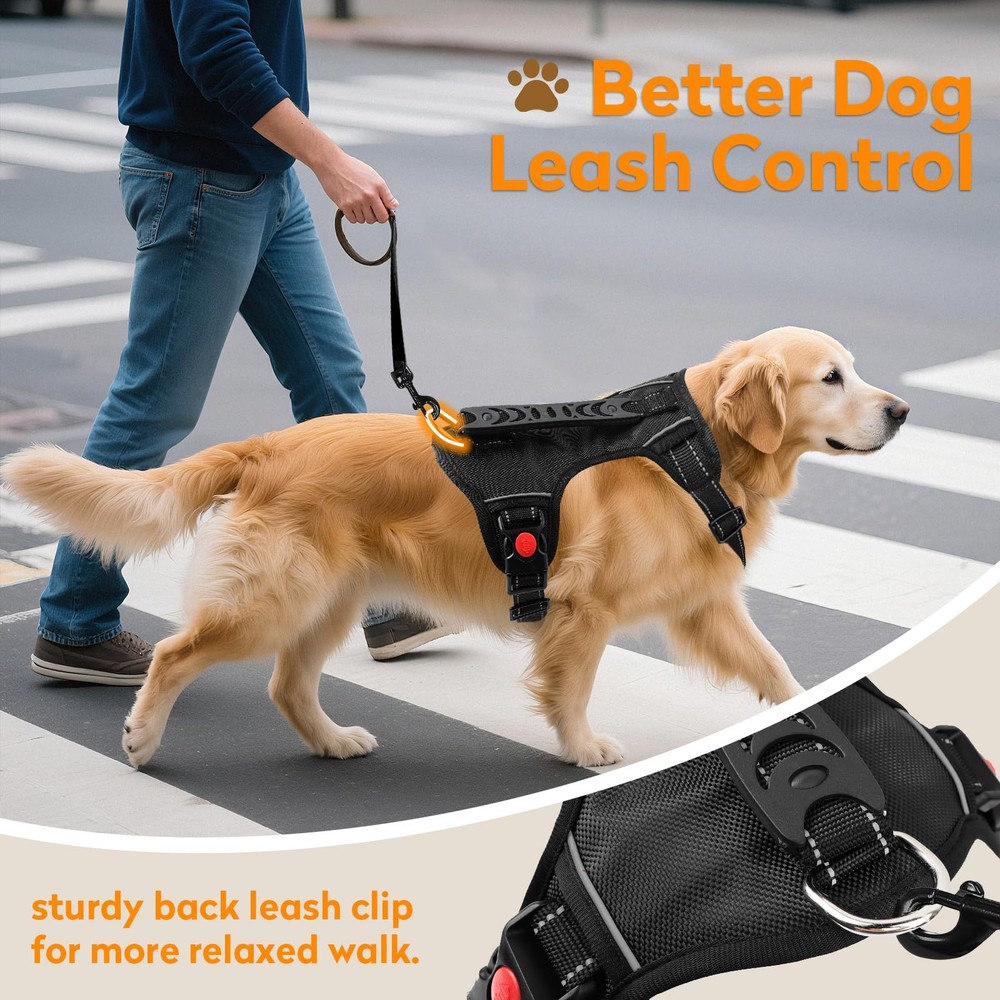 No Pull Dog Harness with 2 Leash Clips, Reflective Adjustable Soft Padded Ves...