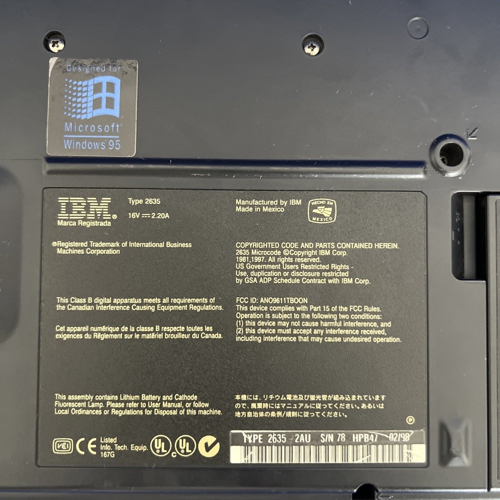 Vintage IBM ThinkPad 380D 2635 Clean Tested